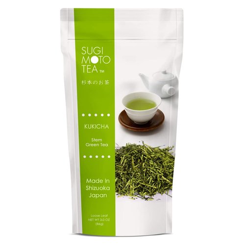 [Sugimoto Tea] Japanese Kuki Cha Loose Leaf Green Tea - Low Caffeine, High L-theanine, Authentic Flavor, Savory Umami Flavor from Shizuoka, Japan (3 oz x 1 Pack)