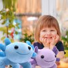 DYBFONO Axolotl Plush Toy, 10.8” Soft Cute Axolotl Stuffed Cotton Plush Pillow Kawaii Salamander Animal for Boys Girls Kids Gift (Blue)