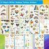 CHARLENT Glitter Rainbow Temporary Tattoos - 140 PCS Glitter Pride Tattoos Butterfly Heart Rainbow Tattoos for Pride Party Favors