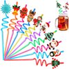 JANYUN Christmas Straws, 20 Pcs Reusable Plastic Straws Christmas Party Favors for Kids Cute Santa Snowflakes Reindeer Drinking Straws Xmas Holiday Party Supplies（10 Styles）