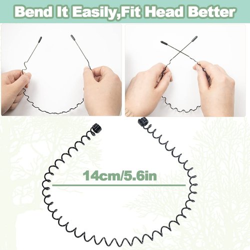 ELANE 10 Pcs Metal Hairbands for Men and Women, Curly Hair Headbands, Wire Headbands for Women, Long Hair Accessories
