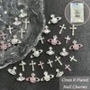 ITPOYOL 32 PCS Planet Nail Charms White Pink Cross Nail Charms for Acrylic Nails 3D Nail Art Supplies Saturn Rhinestones Design Nail Gems Shiny Nail Art Jewels Accessories for Women Nail Decorations