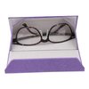 Real Sic Vegan Leather Eyeglass Case - Reading Glasses Case with Magnetic Folding - Leather Sunglass Case with Aluminum & Cardboard Core - Hard Case for Sunglasses, Reading Glasses - (Purple - Small)