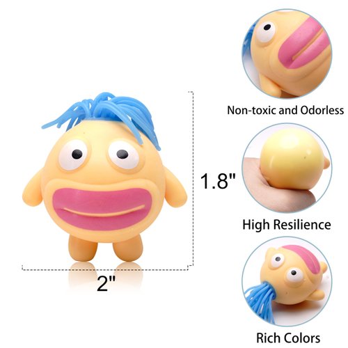 Sepco 12PCS Stretchy Squishy Monster Stress Relief Ball Pulling Hair Squeezable Funny Squish Toy for Kids Birthday Gifts Party Favors Goodie Bag Fillers Carnival Prizes