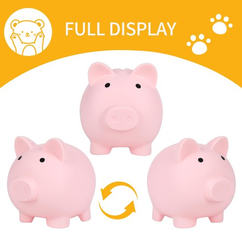 H&W Mini Piggy Bank, Plastic Coin Bank, Unbreakable Money Banks, Cute Piggy Banks for Kids, First Money Box, Best Birthday Gifts Home Decoration（Pink）