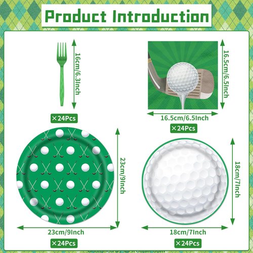 Rakuto Golf Party Plates Napkins - 64PCS Golf Party Supplies Golf Party Tableware Set Golf Theme Paper Plates Napkins Forks Disposable Golf Plates Golf Birthday Party Decorations Supplies(16 Guests)