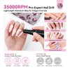 SAVILAND Professional Nail Drill for Nails Tech: Charming Pink Leopard Print 35000RPM Electric Acrylic Nail Drill Kit with 13 Drill Bits Rechargeable E-File Machine Expert Manicure Pedicure Salon Use