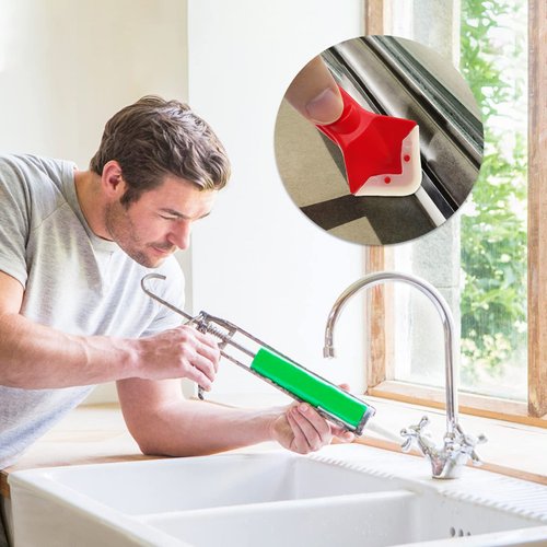 Caulking Tools-Silicone Sealant Finishing Tool Kit Caulk Grout Remover Scraper(Stainless Steel Head) For Kitchen Bathroom And Window (3 in 1) (10Pcs)