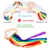 Baby Sensory Wooden Rattle Toys - 2PCS Rainbow Ribbon Ring Toys Natural Wood Rattle Molar Wood Circle Newborn Teether Sensory Montessori Toy for Infant Babies Toddler