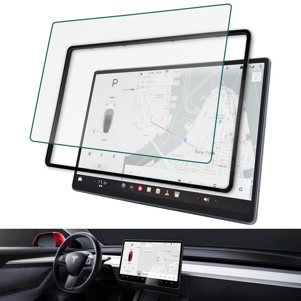 SUMK Model 3/Y Tempered Glass Screen Protector Model 3 Model Y 15" Center Control Touchscreen Navigation Touch Screen Protector 9H Anti-Scratch Shock Resistant Model 3/Y 2023 2022 2021