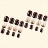 Brown Press on Nails Short Square Fake Nails with Glitter Designs Nude Brown Full Cover Glue on Nails French Acrylic Flase Nails Press ons Artificial Stick on Nails for Women Girls 24 Pcs