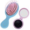 MENFENG Mini hair brush，2pck travel hair brush,Contains a folding hair brush and a compact hair brush，With Ultra-Soft Bristles Glide Through Tangles with Ease,For All Hair Types (Blue+Purple)