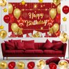 Red and Gold Birthday Decorations for Women Men, 72 Pcs Red Happy Birthday Banner Backdrop For Boys Girls Red Balloons Arch Kit Tablecloth Birthday Confetti Bday Party Supplies Indoors & Outdoors