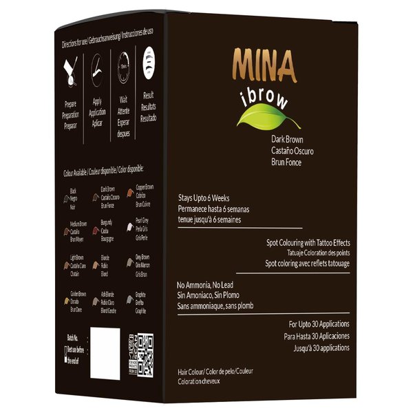 Mina ibrow Hair Color Refill Pack Dark Brown|Natural Professional Spot coloring Hair Tinting Powder, Water and Smudge Proof