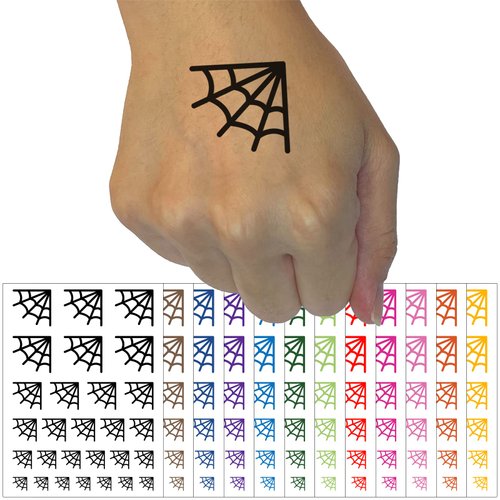 Corner Spider Web Temporary Tattoo Water Resistant Fake Body Art Set Collection - Purple (One Sheet)