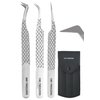 GMI Lash Tweezers - Pack of 3 Firber Tip Eyelash Tweezers - Stainless Steel Eyelash Extension Tweezers