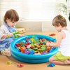 NIPLOOOW Kids Pool Fishing Toys Games, Water Table Bathtub Toy with Inflatable Pool Pole Rod Net Plastic Floating Fish, Birthday Gifts for Kids Age 3 4 5 6 Year Old,Kids Outdoor Toys