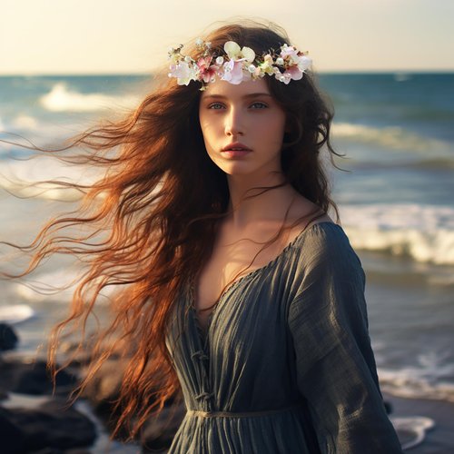 Vivivalue Bridal Floral Headband Women Floral Crown Hair Wreath Flower Headpiece Halo Boho with Ribbon Wedding Party Festival Photos