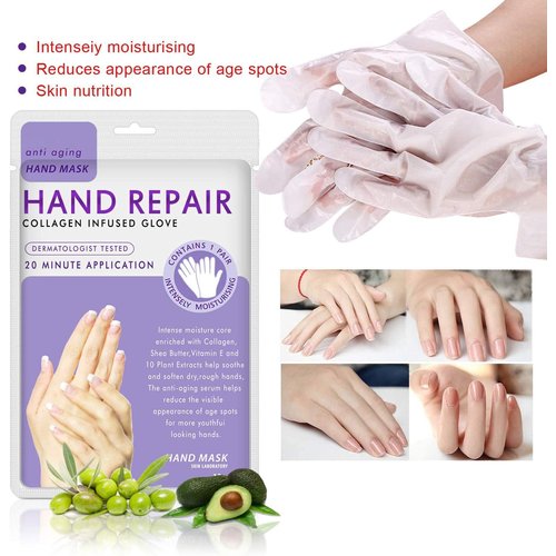 Generic Hand Mask Moisturizing Glove 5 pack, Hand Peel Mask Exfoliating Gloves, Hand Repair Glove for Dry Hands Treatment, Remove Dead Skin, Rough Skin, purple