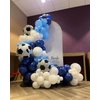 Soccer Balloon Arch Kit, Football Balloon Arch Kit with 4D Football Foil Balloons Royal Blue White Metallic Silver Latex Balloons for Baby Shower Birthday Soccer Football Party Decorations