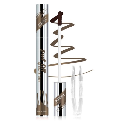 DAGEDA Peel Off Lip Liner Stain, Tattoo Lip Liner Peel Off Lip Stain with Tweezer, Transfer Proof, Waterproof, Long Lasting Lip Stain, Highly Pigmented Matte Finish Lip Tint Stain (Espresso)