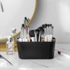 Toothbrush Holders for Bathrooms, Bamboo Tooth Brush Holder with 5 Slots Bathroom Vanity Organizer Countertop for Electric Toothbrushes, Toothpaste, Razors - Black