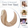 Rich Choices Claw Clip Ponytail Extension Human Hair Real Hair Ponytail Balayage Golden Brown Highlighted Bleach Blonde 18 Inch 115g One Piece Clip In Long Ponytail Hair Extension For Women #12P613