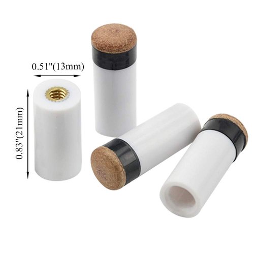 XINGYHENG 15 Set(30pcs) Billiard Cue White Ferrules with Screw-on Replaceable Cue Tips Billiard Accessories Replacement Parts Stick Repair Tool Set(13mm Brown Tip Set)