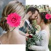 Atoden Hot Pink Rose Hair Clip, Flower Rose Clips for Hair, Hawaiian Floral Hair Pins Alligator Clips Brooch Mexican Decorative Headpieces for Women Girls Bridal Wedding Hair Accessories