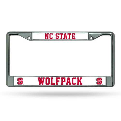 Rico Industries NCAA North Carolina State Wolfpack Standard Chrome License Plate Frame, 6 x 12.25-inches