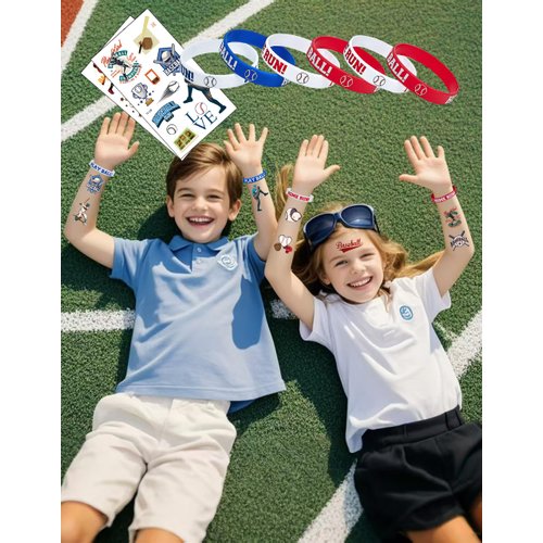 116PCS Football Party Favors 92PCS Tattoos 24PCS Silicone Wristbands Sports Themed Birthday Party Supplies Decorations Tattoos Stickers Sports Fans Cheerleaders Favors for Activity Prizes Rewards