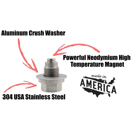 Votex - Made in USA - M12 X 1.25MM Magnetic Engine Oil Drain Plug fits Infiniti, Lexus, Nissan, Toyota - Stainless Steel - Part Number DP006