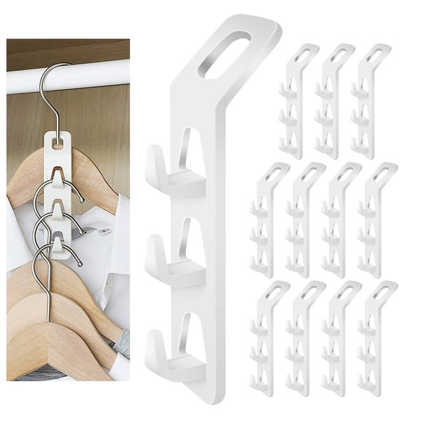 Cascading Clothes Hanger Hooks,Hanger Extender Clips,for Space Saving Multi-Function Cascading Connection Hooks,Cabinet Clothes Connection Folding Storage Clothes Rack Hanger(12pcs)