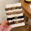 Xiwstar 4Pcs Elastic Rhinestone Beads Scrunchies Hair Ties Silk Satin Leopard Print Hair Elastics Bands Ponytail Holder Hair Accessories