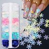 12 Grids 3D Snowflake Nail Art Sequins Winter Christmas Nail Glitter Flakes Laser Nail Sequins Holographic Glitter Designs Snowflake Nail Charms Christmas Nail Stickers for Xmas Party Nail Decorations