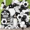 Soccer Balloon Arch Garland Kit, Black White Balloons Decorations with Soccer Foil Balloons for Men Women Teen Kids Soccer Football Theme Birthday Party Decor Supplies