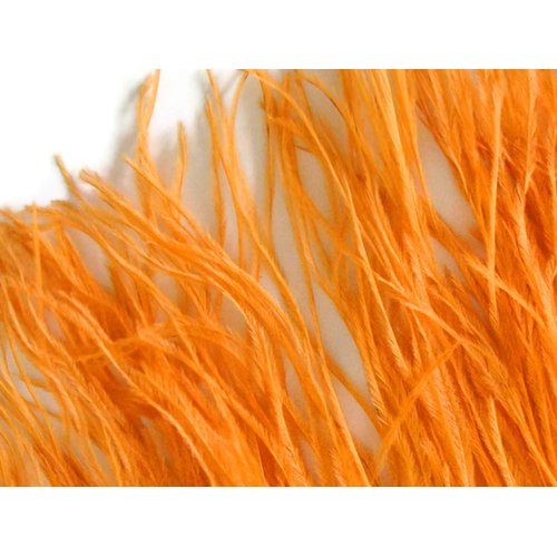 6 Inch Strip - Orange Ostrich Fringe Trim Feather Craft Sample DIY Millinery Supply | Moonlight Feather