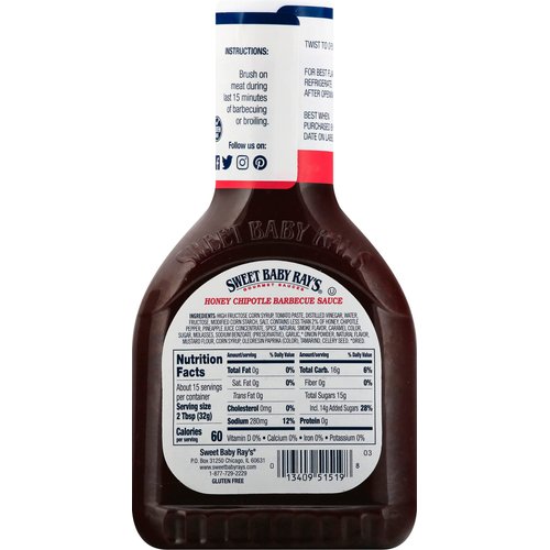 Sweet Baby Ray's Honey Chipotle Barbecue Sauce 18 Ounce (Pack of 1)