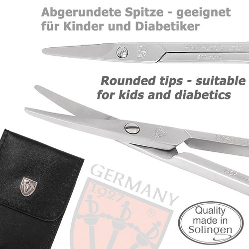 3 Swords Germany Solingen - brand quality STAINLESS STEEL CURVED CUTICLE SCISSORS (1 PIECE) with round tips for DIABETICS - manicure pedicure - nail care by 3 Swords - Made in Germany