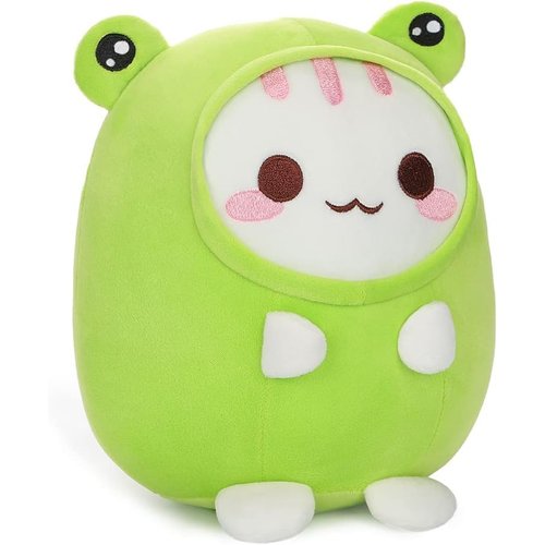 LOMBEE 12" Cute Plush Pillow Stuffed Animal, Soft Kawaii Plushie Gift for Kids (Cat Frog)