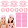 ANBALA 18 Pcs Sleepover Party Supplies, 6 Pink Satin Sleep Eye Masks, 6 Pink Velvet Scrunchies
