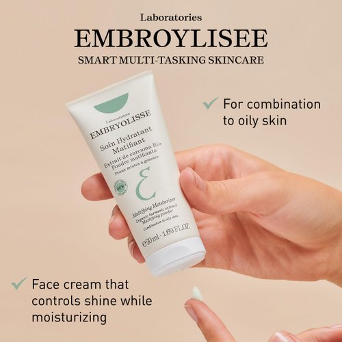 Embryolisse Mattifying Moisturizer - Oil Control Face Cream for Oily to Combination Skin - Hydrates & Moisturizes the Skin, Lightweight Formula, Safe for Sensitive Skin - 1.69 Fl Oz
