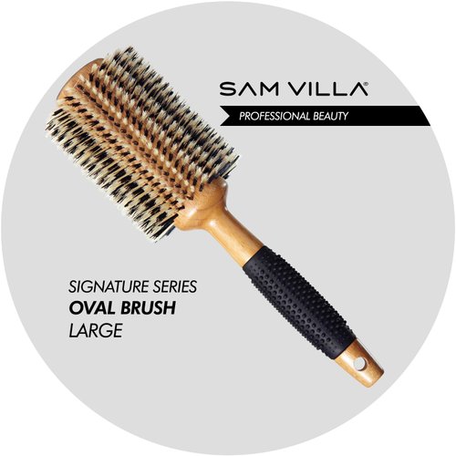 Sam Villa Signature Series Oval Nylon & Boar Bristle Round Brush With Bamboo