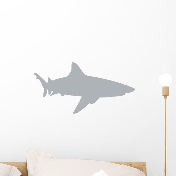 Wallmonkeys WM82553 Animal Silhouette Shark Style 31-Grey Peel and Stick Wall Decals, 18" W x 9" H-Small