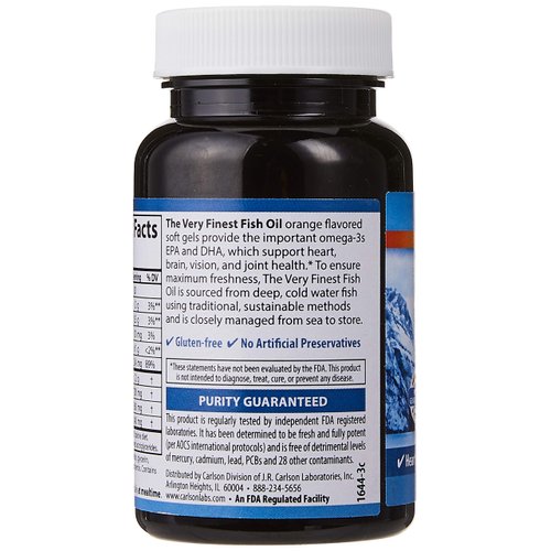 Carlson The Very Finest Fish Oil Orange 120 + 30 Softgels, 700 mg (May be Chewed)