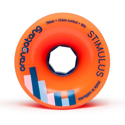 Orangatang Stimulus 70 mm 80a Freeride Longboard Skateboard Wheels w/Loaded Jehu V2 Bearings (Orange, Set of 4)