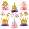 ArowlWesh 12Pcs Floral Princess Party Honeycomb Centerpieces Princess Theme Party Decorations Supplies Pink and Gold Castle Crown Carriage Baby Shower Birthday Table Toppers for Girls