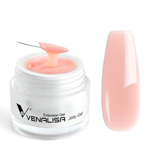 VENALISA Builder Nail Gel, 50ml Jelly Nude Pink Hard Gel for Nails Extension Gel Nail Polish Jelly Strengthener Gel Polygel Nail Art Manicure