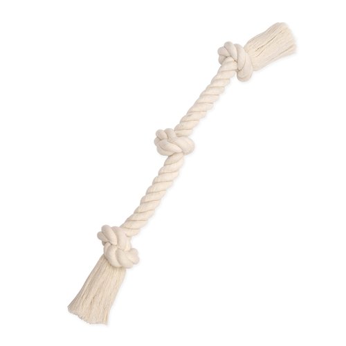 Mammoth Flossy Chews 100 Percent Natural Cotton Rope Dog Toys - Premium White Knot Dog Rope Toy - Interactive Dog Tug Toy - Tug Dog Chew Toy for Small to Medium Dogs - Medium 20"