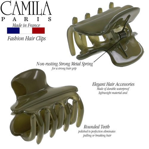 Camila Paris CP3556 French Hair Clip for Women, Small, Green 1.5 Inch Girls Hair Claw Clips Jaw Fashion Durable Styling Hair Accessories for Women, Strong Hold No Slip Grip, Made in France